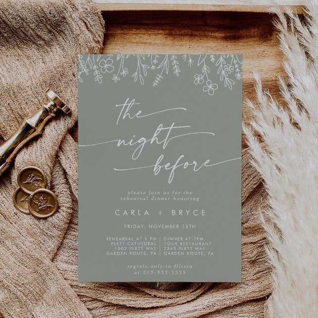 Invitation Sage Green Wildflower Rehearsal Dinner Invites (Créateur téléchargé)