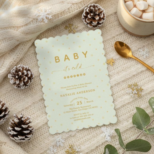 Invitation Sage Green Winter Il fait froid à l'extérieur Baby (Sage Green Winter It's Cold Outside Baby Shower Invitation)
