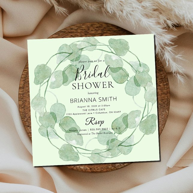 Invitation Sage GreenAquarelle Fête des mariées verte (Créateur téléchargé)
