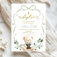 Sage Greenery Bow Coquette Ours Baptême