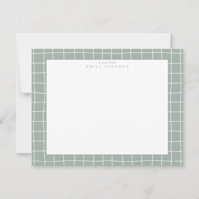 Invitation Sage Grid Frame Note Card (Devant)