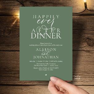 Invitation Sage Heureux à tout jamais Dîner Mariage Moderne
