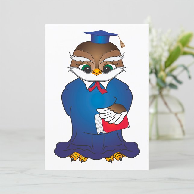 Invitation Sage Hibou Diplômé Mignon Oiseau Érudit (Créateur téléchargé)