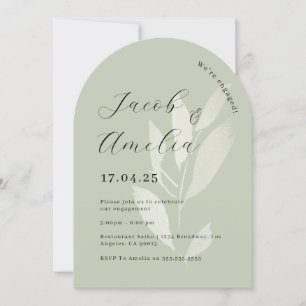 Invitation Sage Leaf Parti d'engagement Arc Moderne