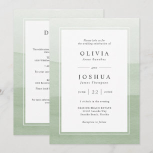 Invitation Sage Mariage moderne tout en un