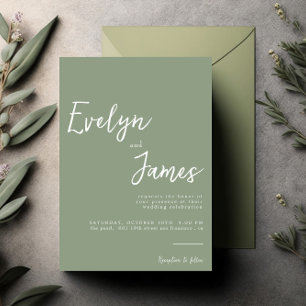 Invitation Sage minimaliste Vert moderne Mariage unique moder