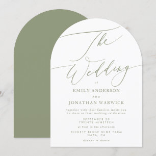 Invitation Sage moderne Vert et blanc Mariage Arche simple
