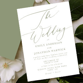 Invitation Sage moderne Vert et blanc Mariage simple