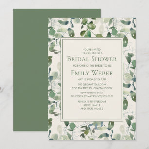 Invitation Sage Moss Green Eucalyptus Leaves Fête de Mariage