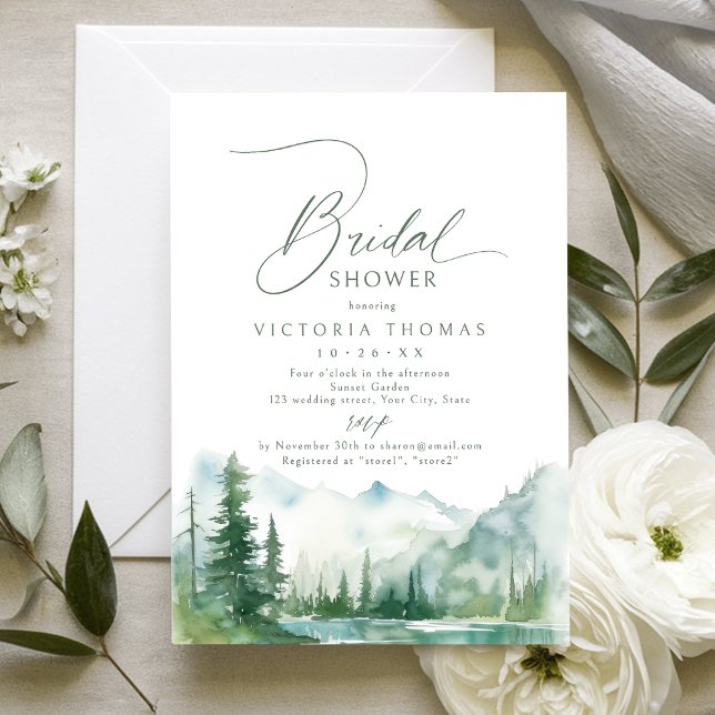 Invitation Sage Mountain Forest Rustic Bridal Shower (Sage Mountain Forest Rustic Bridal Shower Invitation)
