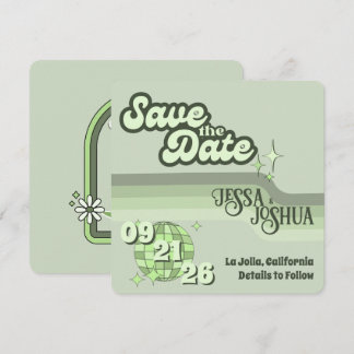 Invitation Sage Retro Funky Disco Mariage - Enregistrer la da