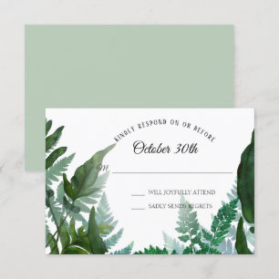 Invitation Sage RSVP Fougères de mariage Forêt Feuillage Feui