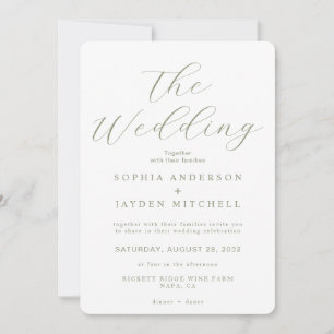 Invitation Sage simple Vert et blanc Mariage esthétique