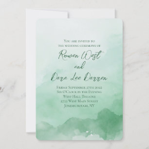Invitation Sage Vert Aquarelle Ombre Peinture Mariage