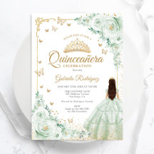 Sage Vert Aquarelle Roses Or Quinceanera