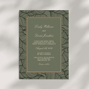 Invitation Sage Vert Beige Elégant Floral Vintage Classic