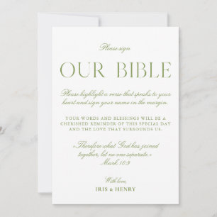 Invitation Sage Vert & Blanc Mariage Notre Bible Signe