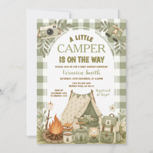 Invitation Sage Vert Camping Un Petit Campeur Baby Shower