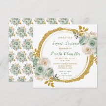 Sage Vert et or Elegant Fleurs Sweet sixteen