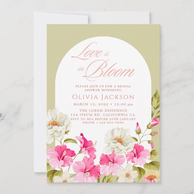Invitation Sage vert fleuri jardin fleurs Douche nuptiale (Devant)