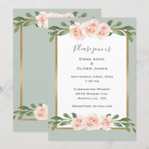 Invitation Sage Vert Floral Aquarelle Mariage romantique