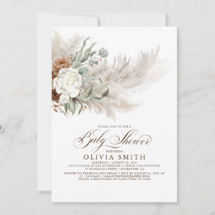 Invitation Sage Vert Floral Pampas Grass Baby shower Boho