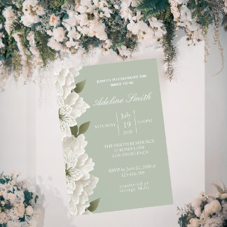 Invitation Sage Vert Luxueux Floral Élégant Baby Shower de M