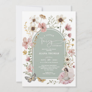 Invitation Sage Vert Rose Bohème Fée Sauvageonne Baby Shower