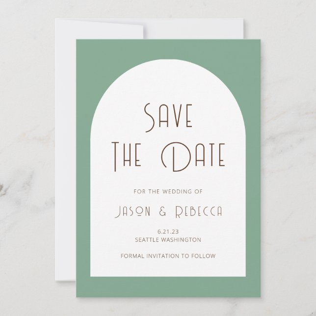 Invitation Sage Vert Simple Minimal Enregistrer Le Mariage Da (Devant)