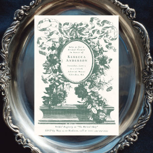 Invitation Sage Vert Vintage Floral Mariage Shower Français