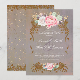 Invitation Sage Violet Or Blush   Floral Engagement Party