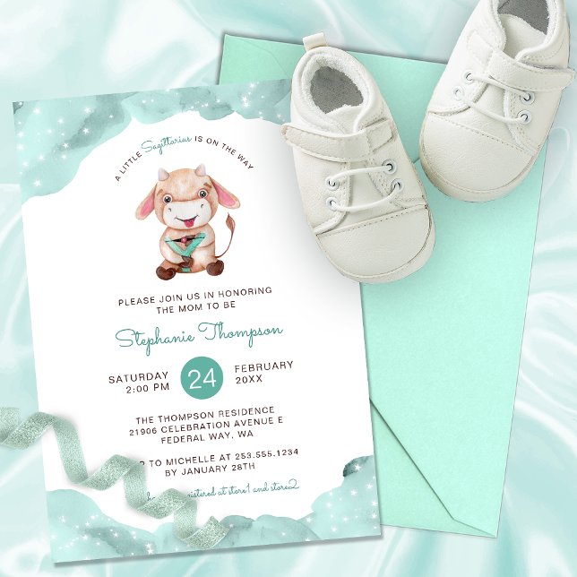 Invitation Sagittaire céleste Astrologie Baby shower des sign (Celestial Sagittarius Astrology Sign Baby Shower Invitation)