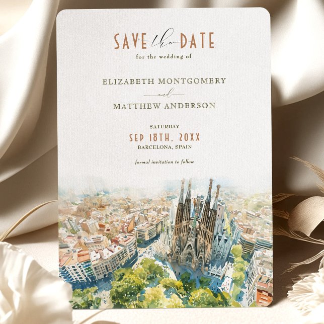 Invitation Sagrada Familia Charm Barcelone Sauvegarder la dat (Créateur téléchargé)