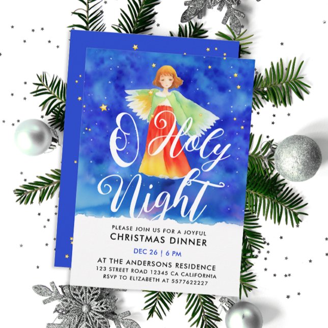 Invitation Saint Ange Gardien Bénédiction Aquarelle de Noël (Créateur téléchargé)