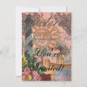 Invitation saint augustine florida voyage art antique