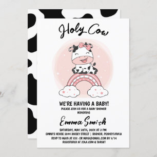 Invitation Saint Baby shower de la fille de vache