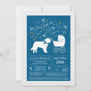Invitation Saint Bernard Chien Baby shower Garçon bleu