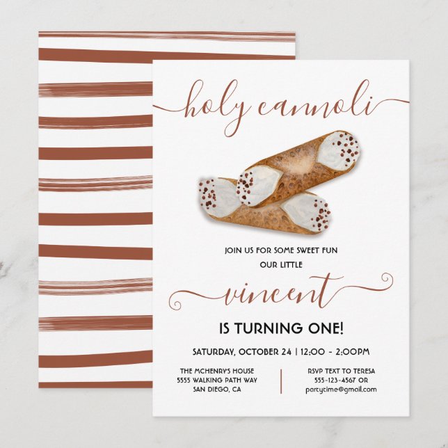 Invitation Saint Cannoli fête d'anniversaire moderne (Devant / Derrière)