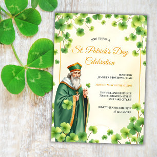 Invitation Saint catholique et trèfles Jour de la Saint-Patri
