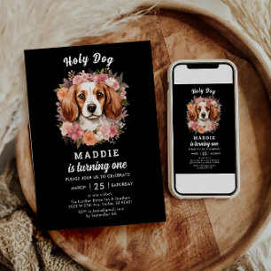 Invitation Saint Chien, je suis un ! Chien fille 1er annivers