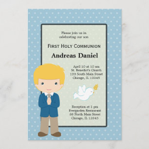 Invitation Saint-Communion garçon * Choisissez votre couleur