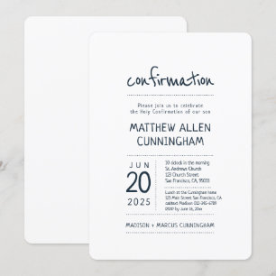 Invitation Saint garçon de confirmation   Moderne + Simple