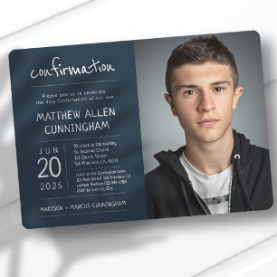 Invitation Saint garçon de confirmation   Moderne + Simple Ph