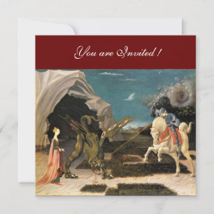 Invitation SAINT GEORGE ET LE DRAGON, brun, bleu rouge noir