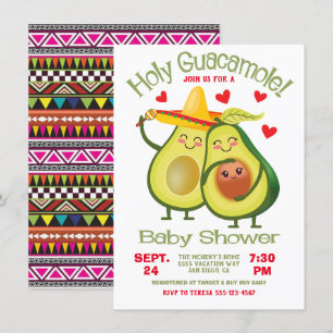 Invitation Saint Guacamole Avocado Baby shower Fiesta