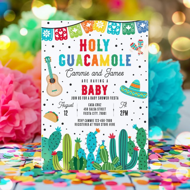 Invitation Saint-Guacamole Baby shower mexicain de la Fiesta (Créateur téléchargé)