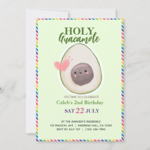 Invitation Saint Guacamole Fiesta Avocado Kiwaii Anniversaire