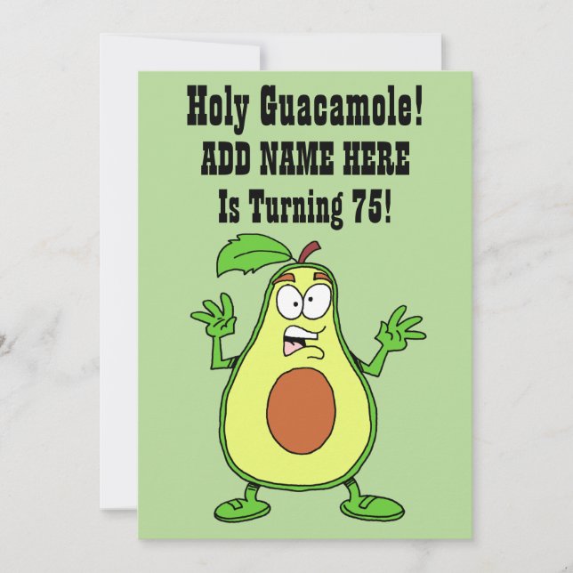 Invitation Saint-Guacamole, Quelqu'Un Fait 75 Avocado (Devant)