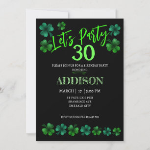 Invitation Saint Patrick Day Anniversaire Faisons la fête sha