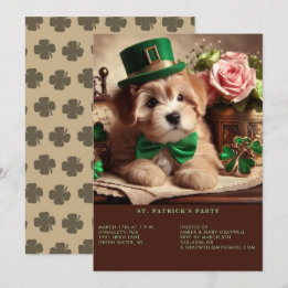 Invitation Saint Patrick's Day Adorable Fluffy Puppy Casquett